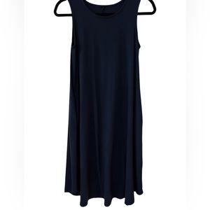 Zanana Navy Sleeveless Rounded Hem Swing Dress w/ Pockets